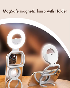 Support magnétique portable et fin pour anneau lumineux, avec ventouse, pour téléphone, selfies, photos, utilisation extérieure ou sur bureau, recharge Type-C/USB, <span class=keywords><strong>batterie</strong></span> 800 mAh - Product Image 6