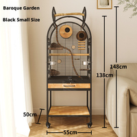 Maison pour oiseaux moderne en fer et bois, noire, grande capacité, pour jardin et maison