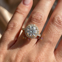 Bague de fiançailles en or 18 carats avec diamant de laboratoire taille brillant rond D VVS, pavé, certifiée IGI, bijoux de luxe pour mariée
