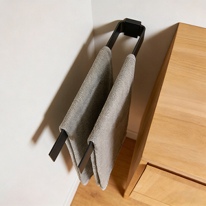 42cm Black Iron Vintage Wall Mounted Bathroom <strong>Towel</strong> Holder <strong>Rail</strong> Kitchen Double <strong>Towel</strong> Hotel Bar Rack - Product Image 5