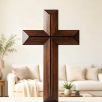 Croix murale en noyer noir, décoration murale en bois, croix suspendue, idéale pour la maison, le bureau, cadeau religieux