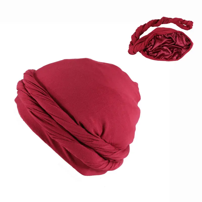 2023 factory fashion men male simple solid color adult ethnic turban hat stretch Indian hat bonnet