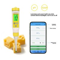 Medidor de pH para Pruebas de Acidez y Alcalinidad en Alimentos y Masas, Pantalla Retroiluminada, Alta Sensibilidad 0.05pH, Detector de Humedad