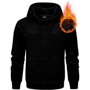 2025 hommes décontracté coton sweat à capuche à manches longues cordon polaire gaufré pull avec poches anti-rides taille XXS - Product Image 2