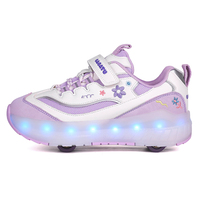 Nouvelles Chaussures à Roulettes Rétractables Lumineuses Style Cool pour Enfants, avec Roues LED Clignotantes en PU, Couleurs Assorties, pour l'Extérieur