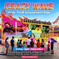 Manèges mobiles portables Crazy Wave Mini Miami pour enfants, montés sur remorque