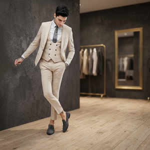 Traje de Negocios y Boda para Hombre, Talla Grande, Cuello Mao, Cierre de un Botón, Transpirable, Precio de Fábrica Económico - Product Image 3