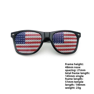 Gafas de sol de plástico con orificio para bandera de fútbol americano y logotipo impreso para el Día de la Independencia 2140 - Product Image 6