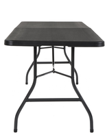 Table Pliante Rectangulaire en Plastique HDPE Robuste Noir 240 cm (8 pieds) avec Pliage Central pour Ordinateur Portable et Fêtes, Vente en Gros