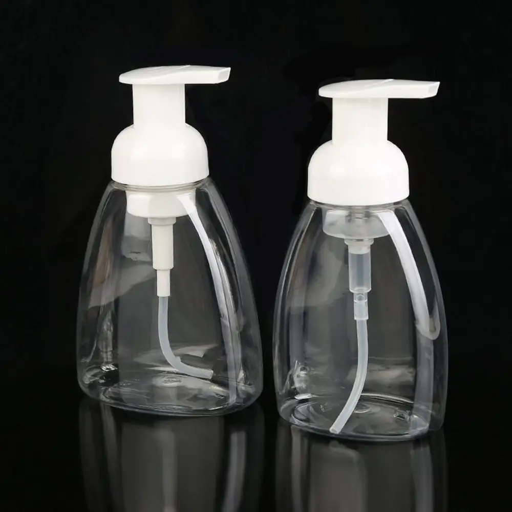 מתקן סבון קצף מוכן למשלוח 8 oz 250 מ""ל שקוף PET צורה שטוחה מקציף בקבוק משאבת סבון נוזלי לשטיפת גוף