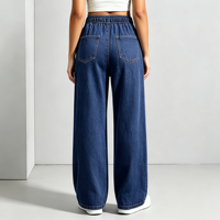 Pantalon de survêtement grande taille pour femme, jean taille haute, coupe ample, jambe large, style décontracté pour tous les jours