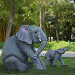 Scultura Personalizzata <span class=keywords><strong>di</strong></span> <span class=keywords><strong>Elefante</strong></span> e Giraffa in Resina <span class=keywords><strong>di</strong></span> Fibra <span class=keywords><strong>di</strong></span> Vetro a Grandezza Naturale, Dipinta a Mano, Impermeabile, Decorazione da Giardino - Product Image 6