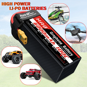 Batería de grafeno HRB 6S Lipo 22.2V 5000mAh 6000mAh 4000mAh 3300mAh 100C para Dron EC5 XT90-S con antichispas para Helicóptero - Product Image 4