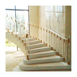 Pleksi Korkuluk Outdoor Basement Black Gold Acrylic Plexiglass Stair Railing Crystal Baluster Led Light