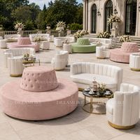 Ensemble complet de mobilier de mariage tout-en-un : Canapé de luxe en velours rose et table dorée pour la location de fêtes et banquets