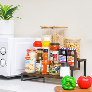 Vendita calda della cucina dispensa dell'organizzatore del gabinetto con il supporto di <span class=keywords><strong>legno</strong></span> del controsoffitto della spezia per il piatto e la ciotola - Product Image 6
