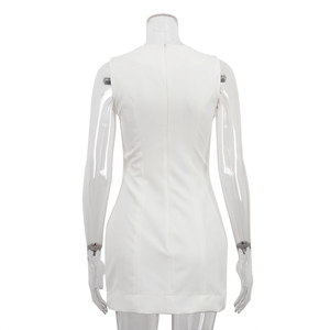 2025 estivo con bottone con Zip posteriore nascosta senza maniche <span class=keywords><strong>abito</strong></span> bianco aderente alla moda <span class=keywords><strong>Mini</strong></span> abiti corti da donna - Product Image 4