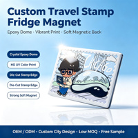 Op maat gemaakte koelkastmagneet van zinklegering, reis-stempelontwerp, Chicago-landmark, epoxy-dome, HD UV-print, gestanste rand, reis-souvenir, op maat gemaakt