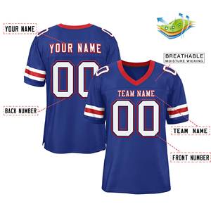 Custom Royal White-<b>Red</b> Classic Style Mesh Authentic <b>Football</b> Jersey - Product Image 4