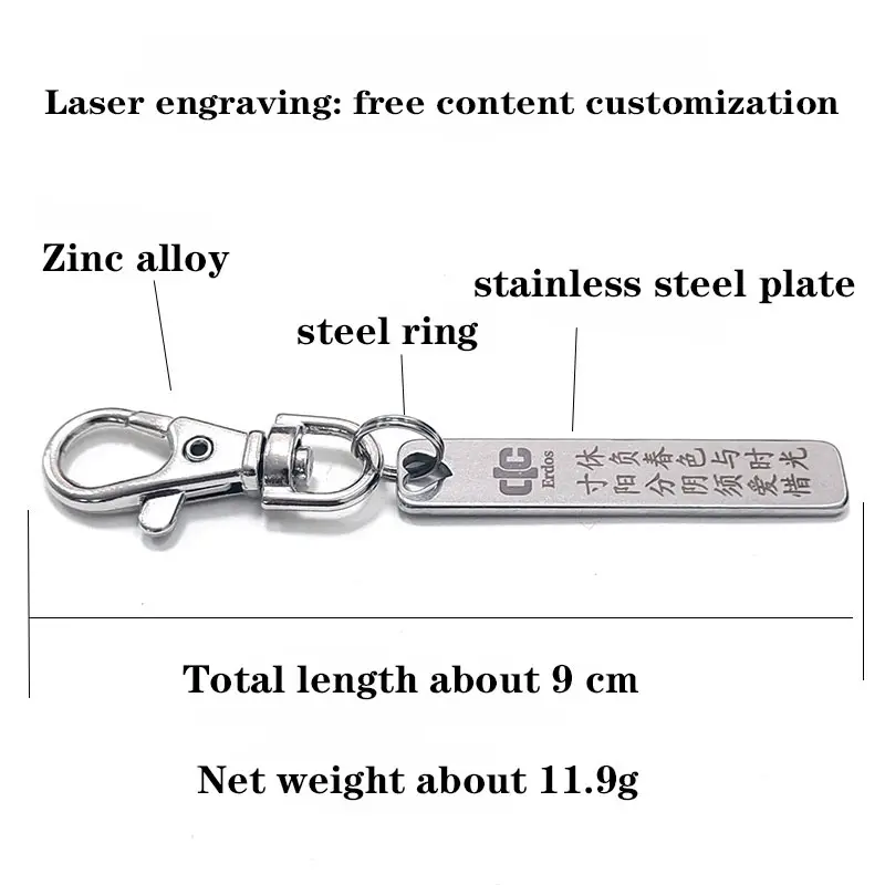 Keychain Hardware Zinc Alloy Stainless Steel Metal Home Decoration Vintage Europe Plaque Keychain Tag Painted Laser Marking 001