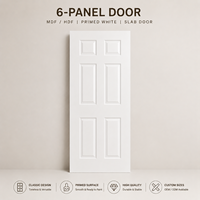 Porte intérieure en bois à 6 panneaux, style colonial, en MDF/HDF, apprêt blanc, style traditionnel, pour bâtiment résidentiel