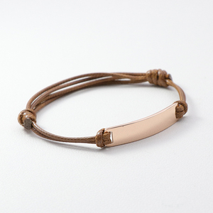 Pulsera de <span class=keywords><strong>la</strong></span> <span class=keywords><strong>amistad</strong></span> con grabado personalizado para hombre y mujer, brazalete de cuerda trenzada con frase inspiradora, barra de oro rosa, gran oferta - Product Image 3