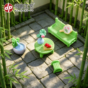 Bamboo Miniature Scene Ornament Set 6 Piece Landscape Accessories Indoor Outdoor Decorative <b>Garden</b> Decor Painted Synthetic - Product Image 4