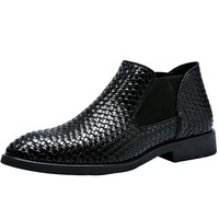 Chaussures habillées pour hommes à enfiler, style mode, en cuir PU, tissées à la main, nouveau modèle classique, pour hommes d'affaires, costumes et mariages, au style unique