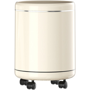 Cylindrical Waste Bin Creamy White 2.3kg With Wheels For Living Room Kitchen Bathroom Indoor Use - Product Image 5