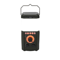 Lámpara de Camping Portátil con Radio, Bluetooth, Lector de Tarjetas TF, Luz de Lectura, Alarma Sonora y Luminosa SOS, Banco de Energía de Manivela