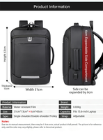 Sac à dos d'affaires personnalisable en stock, 15,6 pouces, pour ordinateur portable, école, polyester enduit de PU, imperméable, grande capacité, avec USB