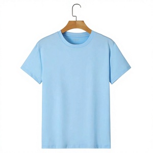 Accesorios de Ropa para Hombre, Camiseta Azul Cielo con Cuello Redondo, Manga Corta, Algodón Puro, Calidad Superior, Secado Rápido - Product Image 1