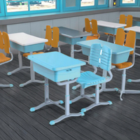 Meubles de classe écologiques et durables RSD, table d'étude individuelle pour étudiant et chaises d'école avec bureau