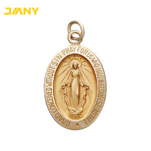Miraculous Medal 3D 1cm Gouden Metalen Katholieke Vintage Medailles Religieuze Halskettingen Blauw van Maria Onze Lieve Vrouw de Hanger Sieraden - Product Image 4