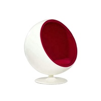 VR Furniture Chaise boule de loisirs en fibre de verre Chaise en tissu velours