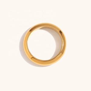 Anillos gruesos de joyería minimalista Dingran, anillos simples de acero inoxidable chapados en oro de 18 quilates sin deslustre - Product Image 5
