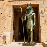 D & Z Art Group Statue d'Anubis en bronze coulé d'art ancien égyptien d'extérieur personnalisé pour la décoration de jardin ou la présentation de musée