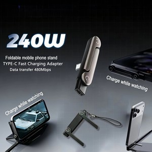 Adaptador de carga rápida 2 en 1 tipo C con soporte plegable multiángulo, conector de carga rápida portátil, adaptador tipo C para teléfonos - Product Image 2