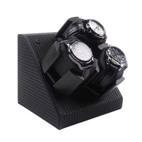 Remontoir de montres triple sportif en fibre de carbone et cuir PU à 3 emplacements, support rotatif pour 3 montres, prêt à être expédié pour les marques de détail professionnelles