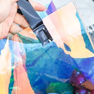 Sac fourre-tout en PVC holographique personnalisé avec poignée Emballage transparent pour le <span class=keywords><strong>shopping</strong></span> et la promotion de cadeaux - Product Image 3