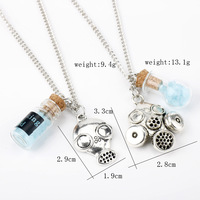Pendentif avec bouteille en cristal bleu pour hommes et femmes, bijoux créatifs, personnalisés, film personnalisé, porte-clés