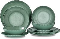Service de table créatif nordique pour la maison, assiettes et bols en mélamine à bord perlé pour steak, dessert et salade, pour 4 personnes