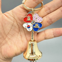 Maßgefertigte Touristen-Souvenirs Vintage Mini 3D Tischglocke Schlüsselanhänger Glücksklee Schlüsselring Zinklegierung Silber Handgefertigt Personalisiert