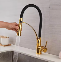 Nouvelle Arrivée, Vente Chaude : Robinet de Cuisine Extensible en Alliage de Zinc Doré, Mitigeur Eau Chaude et Froide
