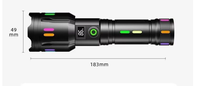 Lampe torche tactique LED alimentée par piles sèches en aluminium, affichage numérique LCD, 5 modes réglables, indice de protection IP55, 3500LM, sortie lumineuse élevée