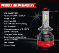 K12 MAX 156W H1 H3 H7 H4 H11 LED phare de voiture IP67 6500K blanc froid DC12-18V LED ampoule de phare avec ventilateur systèmes d'éclairage automatique