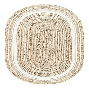 Lujosa alfombra de yute blanco trenzado ovalado decorativo moderno hecho a mano diseño geométrico revestimiento de suelo directo de fábrica ITHL - Product Image 1