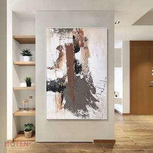 Dipinto a olio su tela murale astratto fatto a mano in bianco e nero su murale astratto di grandi <span class=keywords><strong>dimensioni</strong></span> - Product Image 3