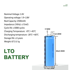 23680 2.4V 2500mAh 리튬 티타네이트 충전식 배터리 5000 + 사이클 15C 방전 에너지 저장 LTO 배터리 - Product Image 2