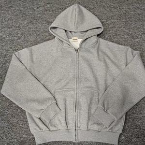 Chándales cortavientos de alta calidad de 500 gramos, chándales de peso pesado gris liso con cremallera, conjunto de ropa con capucha - Product Image 2